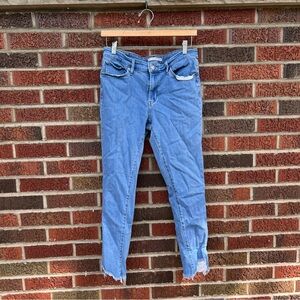 Levi’s Light Blue Mid Rise Distressed Hem Skinny Fit Denim Jeans